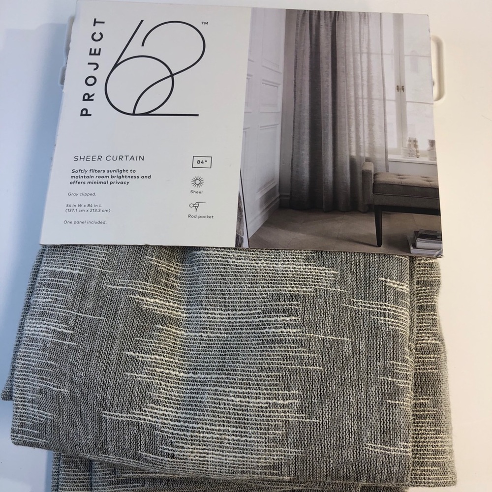 PROJECT 62 GRAY CLIPPED SHEER CURTAIN PANEL